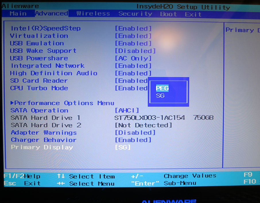conector de BIOS de pantalla principal
